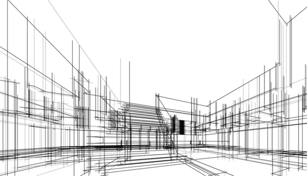 Diseño Moderno Arquitectura Geométrica Representación Plano Propiedad Arte Arquitectónico Ilustración — Archivo Imágenes Vectoriales