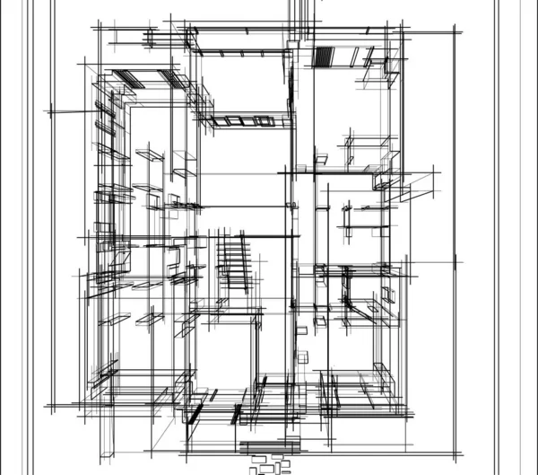 Nowoczesny Projekt Architektury Geometrycznej Renderowanie Projekt Nieruchomości Sztuka Architektoniczna Ilustracja — Wektor stockowy