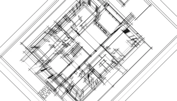 Design Arquitetura Geométrica Moderna Renderização Planta Propriedade Arte Arquitetônica Ilustração —  Vetores de Stock