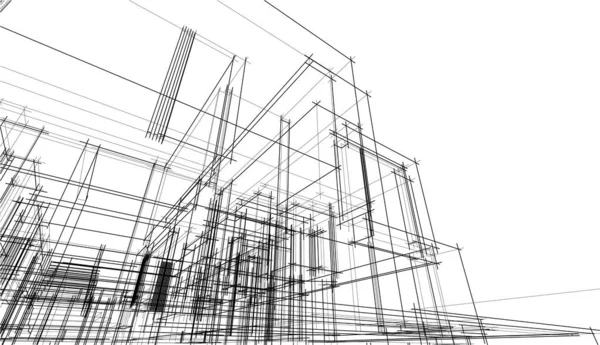 Nowoczesny Projekt Architektury Geometrycznej Renderowanie Projekt Nieruchomości Sztuka Architektoniczna Ilustracja — Wektor stockowy