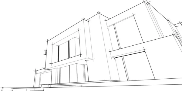 Design Architecture Géométrique Moderne Rendu Plan Succession Art Architectural Illustration — Image vectorielle