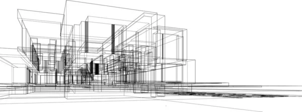 Design Arquitetura Geométrica Moderna Renderização Planta Propriedade Arte Arquitetônica Ilustração — Vetor de Stock