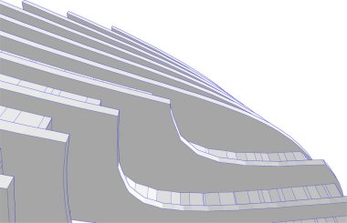 Soyut mimari duvar kağıdı, mimari sanat, geometrik illüstrasyon, üç boyutlu soyut illüstrasyon