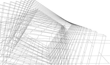 Soyut mimari duvar kağıdı, mimari sanat, geometrik illüstrasyon, üç boyutlu soyut illüstrasyon