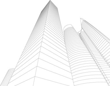 Soyut mimari duvar kağıdı, mimari sanat, geometrik illüstrasyon, üç boyutlu soyut illüstrasyon