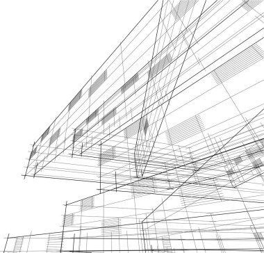 Soyut mimari duvar kağıdı, mimari sanat, geometrik illüstrasyon, üç boyutlu soyut illüstrasyon