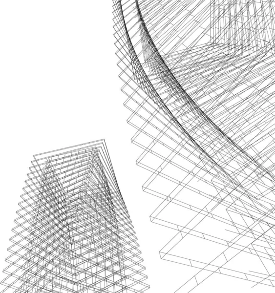 建筑墙纸 建筑艺术 几何图解 3D抽象图解 — 图库矢量图片