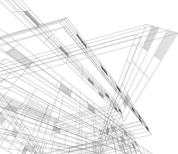 抽象建築壁紙 建築美術 幾何学的イラスト 3D抽象イラスト — ストックベクタ