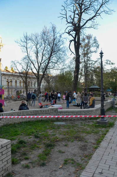 Guerra Ucrânia Consequências Ataque Mísseis Russos Parque Infantil Destruído Centro — Fotografia de Stock