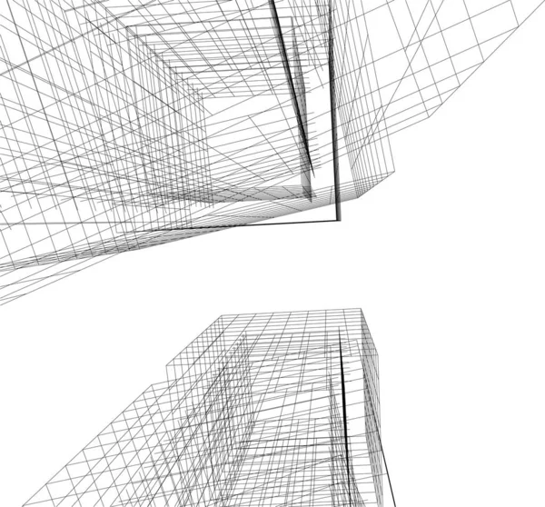 建筑墙纸摩天大楼设计 数字概念背景 — 图库矢量图片