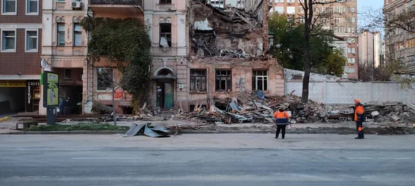 War Ukraine Consequences Russian Missile Attack Destruction Damage City Center — Stock Photo, Image