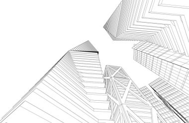 soyut mimari duvar kağıdı gökdelen tasarımı, dijital konsept arkaplan