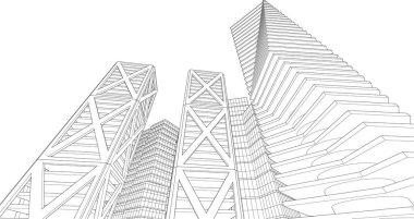 soyut mimari duvar kağıdı gökdelen tasarımı, dijital konsept arkaplan