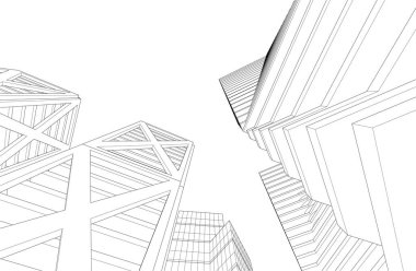 soyut mimari duvar kağıdı gökdelen tasarımı, dijital konsept arkaplan