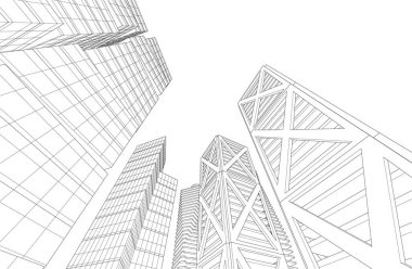 soyut mimari duvar kağıdı gökdelen tasarımı, dijital konsept arkaplan