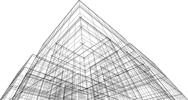 建筑墙纸摩天大楼设计 数字概念背景 — 图库矢量图片