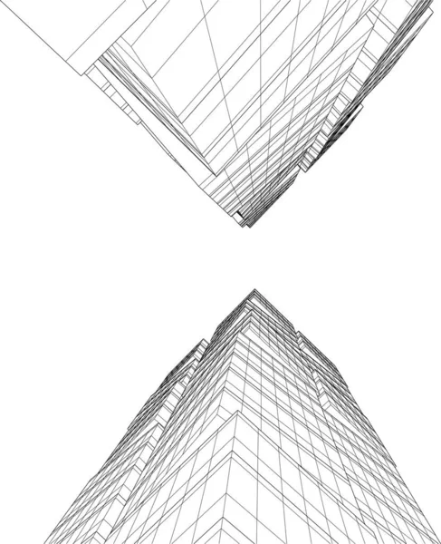 Abstrakte Architektonische Tapete Wolkenkratzer Design Digitales Konzept Hintergrund — Stockvektor