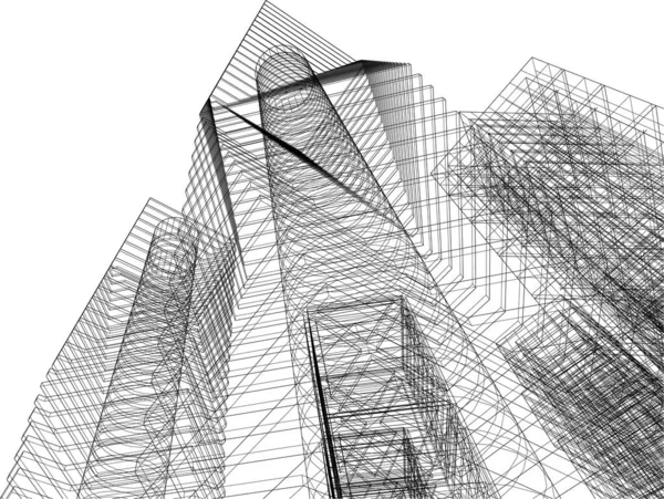 Abstrakt Arkitektonisk Tapet Skyskrapa Design Digitalt Koncept Bakgrund — Stock vektor