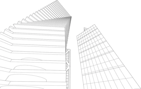 Abstrakcyjny Projekt Tapety Architektonicznej Drapacz Chmur Cyfrowe Tło Koncepcyjne — Wektor stockowy