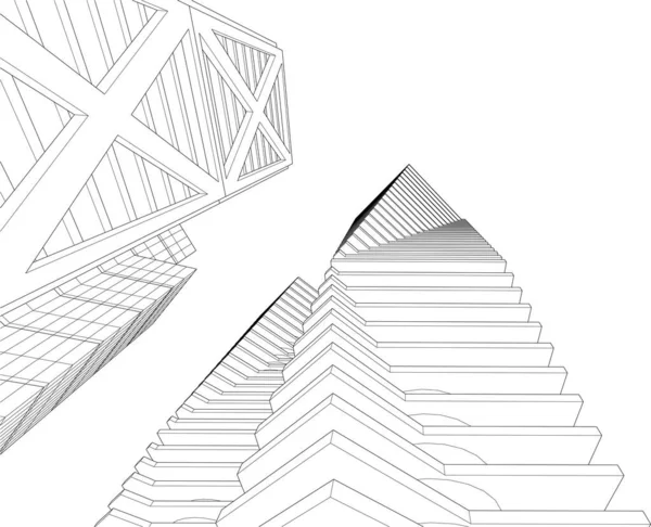 Abstrakte Architektonische Tapete Wolkenkratzer Design Digitales Konzept Hintergrund — Stockvektor