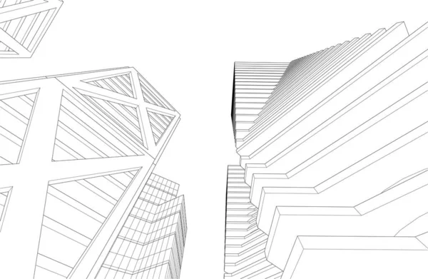 建筑墙纸摩天大楼设计 数字概念背景 — 图库矢量图片