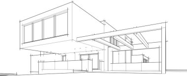 ev yapımı taslak mimari 3D illüstrasyon