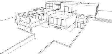 ev yapımı taslak mimari 3D illüstrasyon