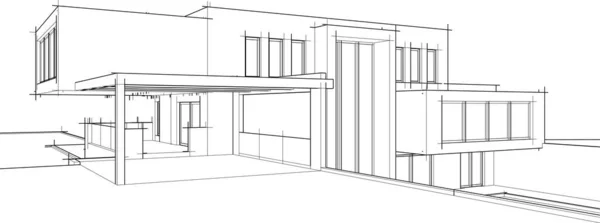 Haus Gebäude Skizze Architektur Illustration — Stockvektor