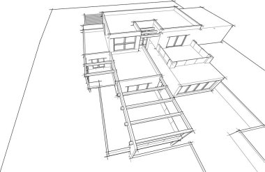 ev yapımı taslak mimari 3D illüstrasyon