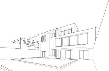 ev yapımı taslak mimari 3D illüstrasyon