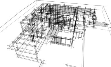 ev yapımı taslak mimari 3D illüstrasyon