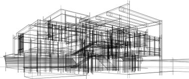 ev yapımı taslak mimari 3D illüstrasyon