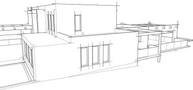 ev yapımı taslak mimari 3D illüstrasyon