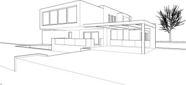 ev yapımı taslak mimari 3D illüstrasyon