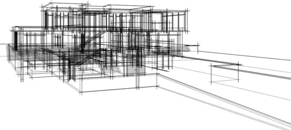 Maison Bâtiment Croquis Architecture Illustration — Image vectorielle