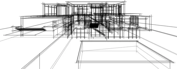 House Building Sketch Architecture Illustration — стоковый вектор