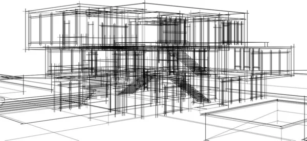 House Building Sketch Architecture Illustration —  Vetores de Stock