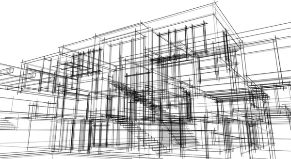 House Building Sketch Architecture Illustration — Stock vektor