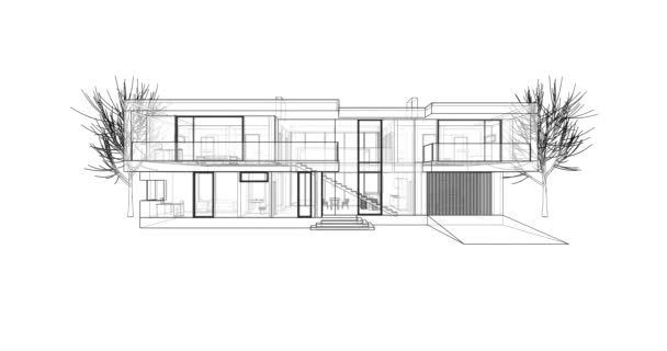 Casa Construção Esboço Arquitetura Ilustração — Vídeo de Stock