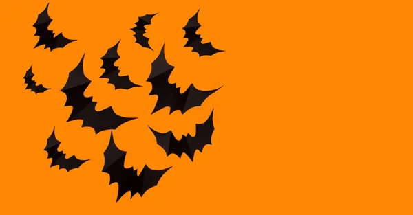 Halloween Photo Black Bats Ghost Blank Orange Background Halloween Decoration — Zdjęcie stockowe