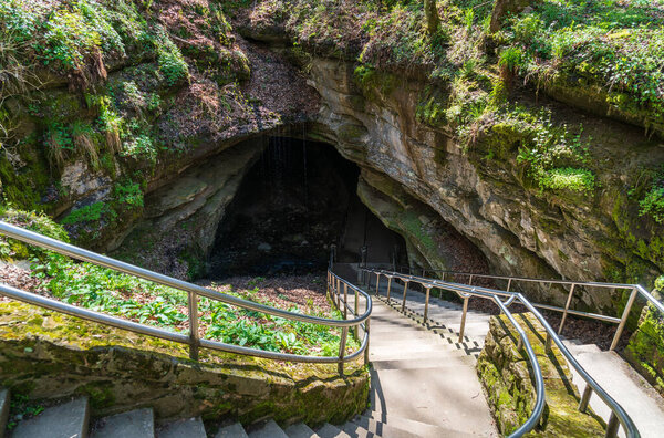 The stairs into the entrance at Mammoth Caves