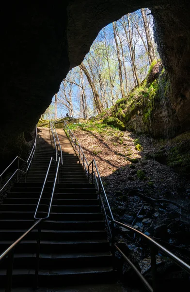 猛犸象洞穴入口外面的楼梯 — 图库照片