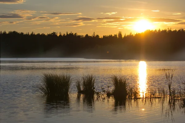 Puesta de sol sobre el lago — Foto de Stock