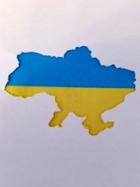Gri arkaplanda sarı-mavi Ukrayna haritası.