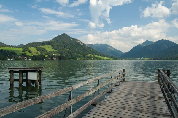 Tahta at lake schliersee — Stok fotoğraf