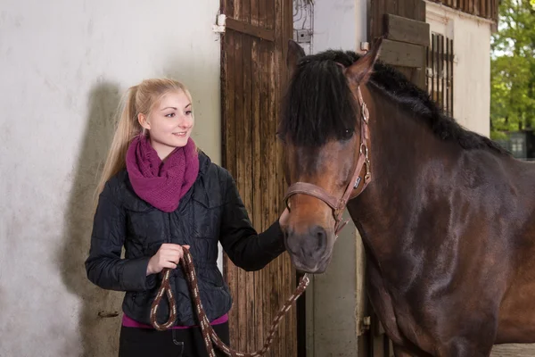 Girl with pony — Stock Photo, Image