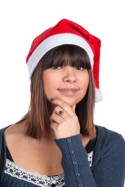 Young woman with a Christmas jelly bag cap — Stock Photo, Image
