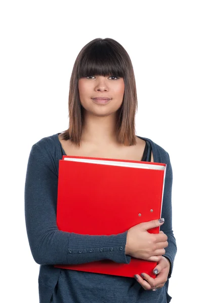 Young woman holds a file — Stock Photo, Image