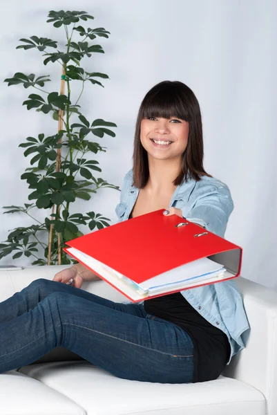 Woman hands over a file — Stock Photo, Image