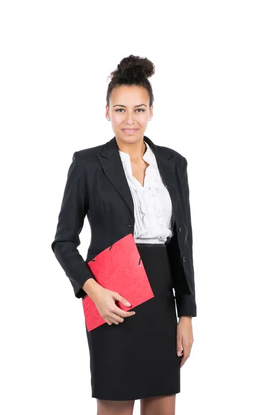 Young office worker holds folder — Stock Photo, Image